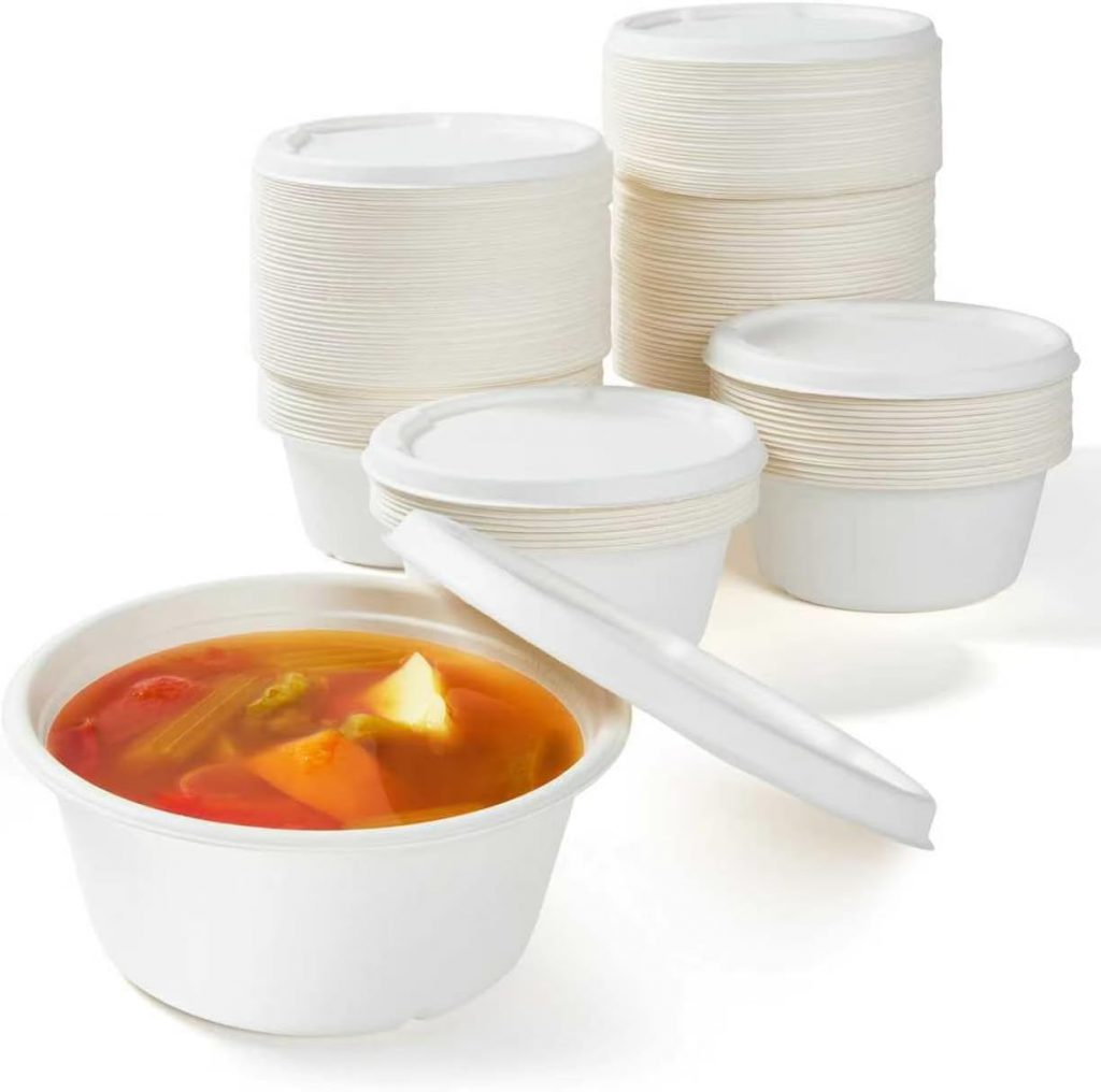 32 oz Bagasse Takeout Box with Vented Fiber Lid – Compostable Hot Food Container