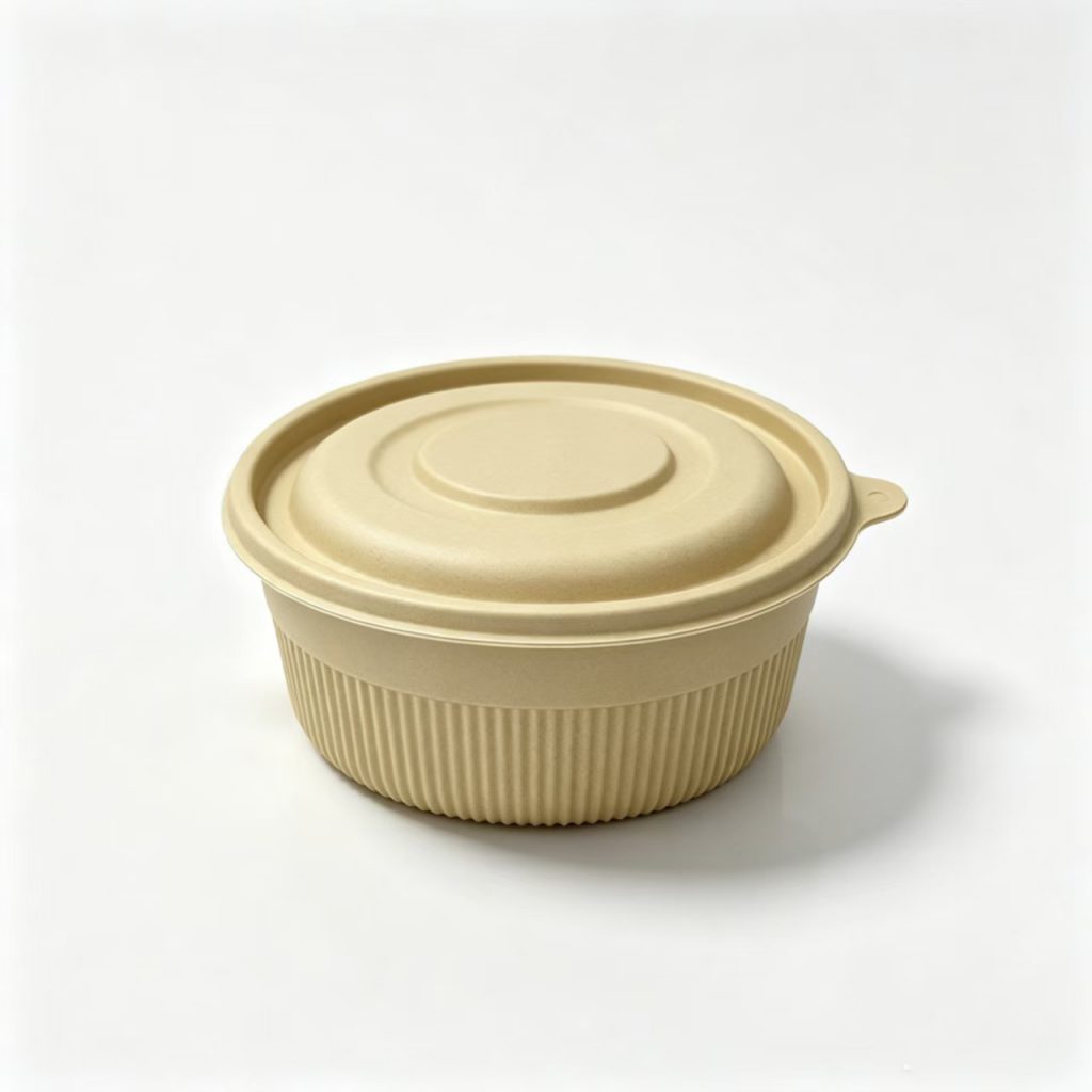 Bamboo Fiber Round Bowl with Lid – Leak-Resistant Soup & Noodle To-Go Container