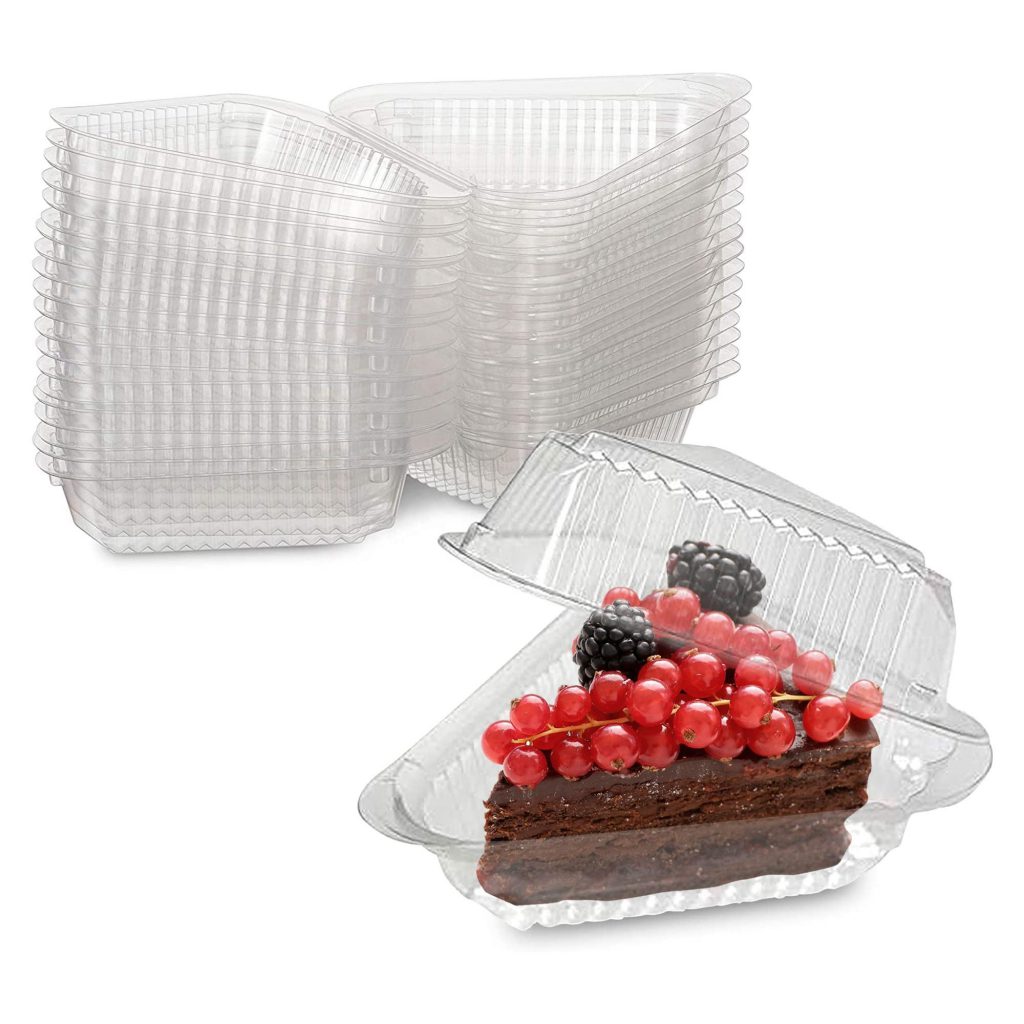 Triangular Clear Clamshell Cake Slice Box – Wedge Pastry & Crepe Container