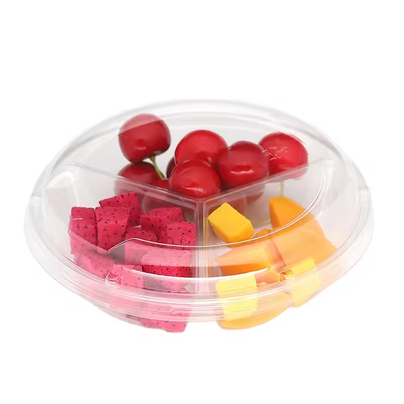 Round Compartment Food Container – Multi-Section Bento & Combo Meal Box with Lid