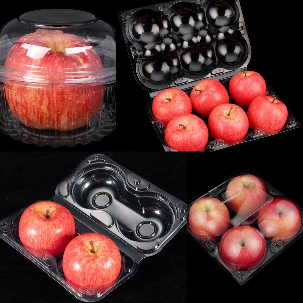 Ribbed Apple Clamshell – Clear PET Berry & Large Fruit Display Box