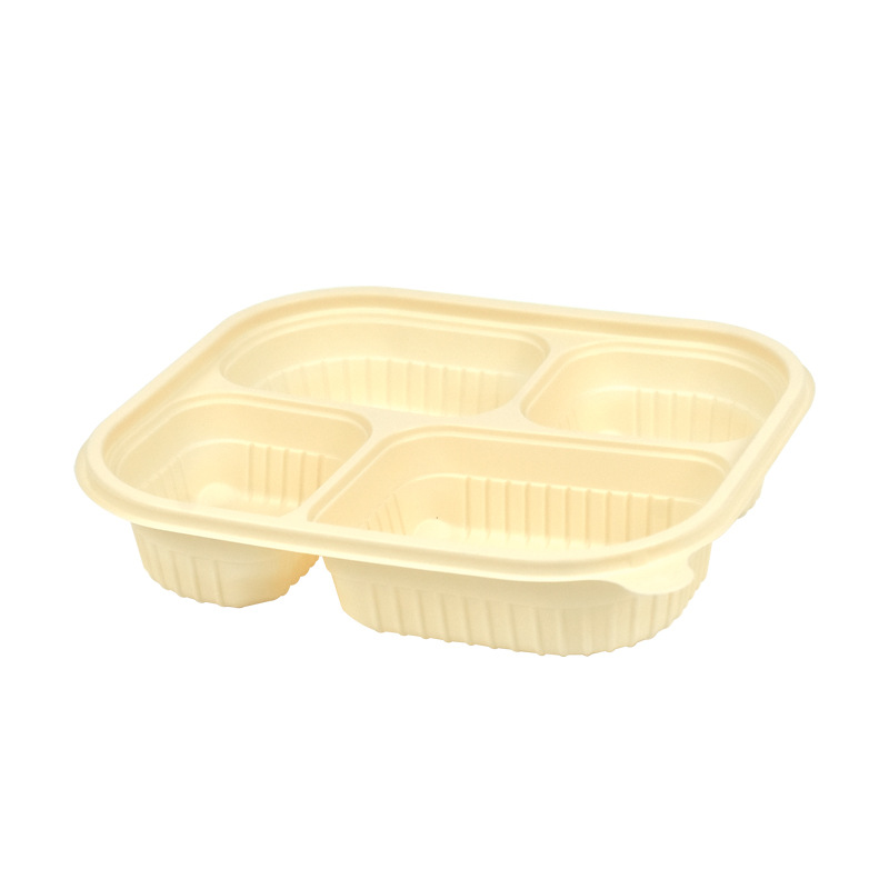 Cornstarch 4 Compartment Takeout Box – Compostable Combo Food Container